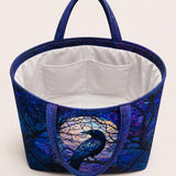 H.PAI Moonlit Raven Forest Quilted Tote Bag