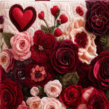 H.PAI Women's Quilted Tote Bag - Romantic 3D Rose Floral Applique & Heart Velvet Luxury Elegant Handbag