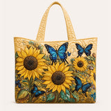 Sunflower and Butterfly Quilted Tote Bag