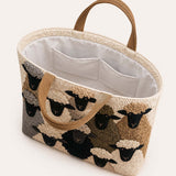 H.PAI Women's Quilted Tote Bag - Cute Sheep & Flock Pattern Travel Overnight Shoulder Bag