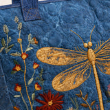 Dragonfly & Wildflower Quilted Tote Bag
