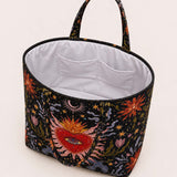 H.PAI Mystical Sacred Heart & Celestial Floral Quilted Tote Bag