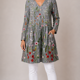 Long Blouse with V-Neck