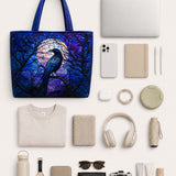 H.PAI Moonlit Raven Forest Quilted Tote Bag