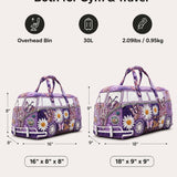 H.PAI Women's Quilted Duffle Bag - Retro Floral Camper Van Travel Overnight Bag
