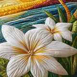 H.PAI Tropical Plumeria Floral Quilted 3-Piece Bedding Set