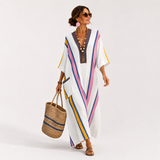Multicolored White Kaftan