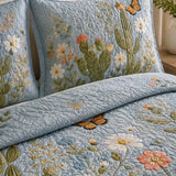 H.PAI Southwestern Cactus Landscape Quilted 3-Piece Bedding Set