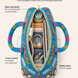 H.PAI Women's Quilted Duffle Bag - Retro 70s Psychedelic Hippie Van, Peace & Love Travel Overnight Bag