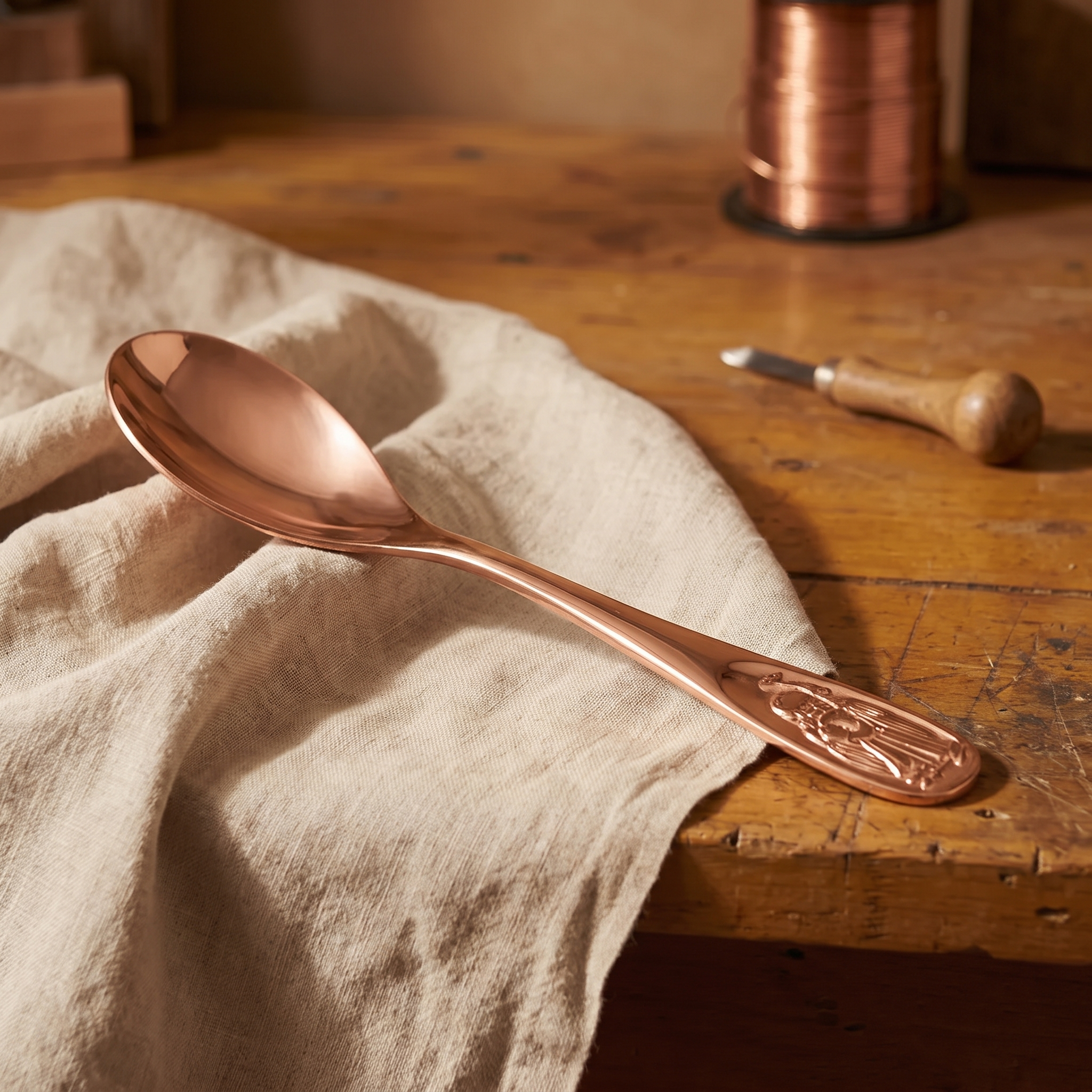 HAND-HAMMERED COPPER SPOON