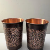 Set of 2 floral copper cups