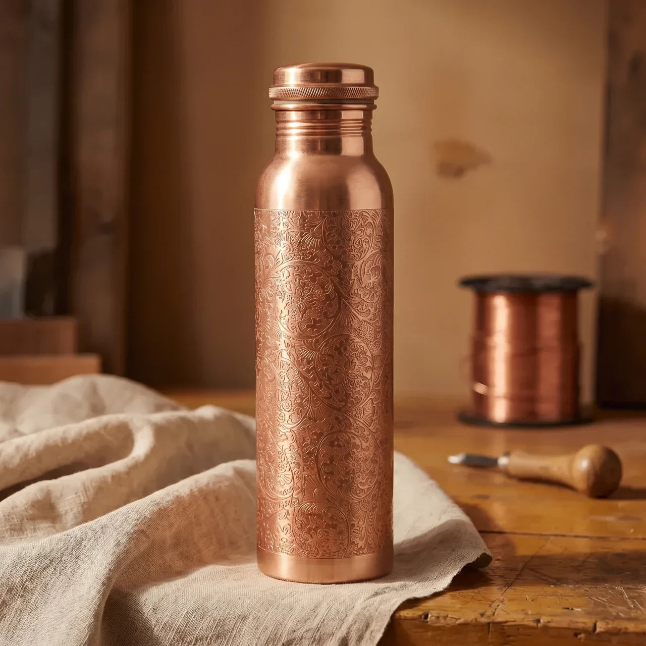 32OZ ENGRAVED COPPER WATER BOTTLE