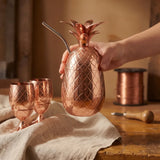 Hand Hammered Copper Pineapple Glass Set