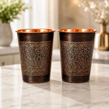 Set of 2 floral copper cups
